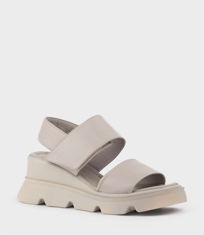 LAMAR Two Strap Sandal on Exaggerated Unit in Grey - Edward Meller