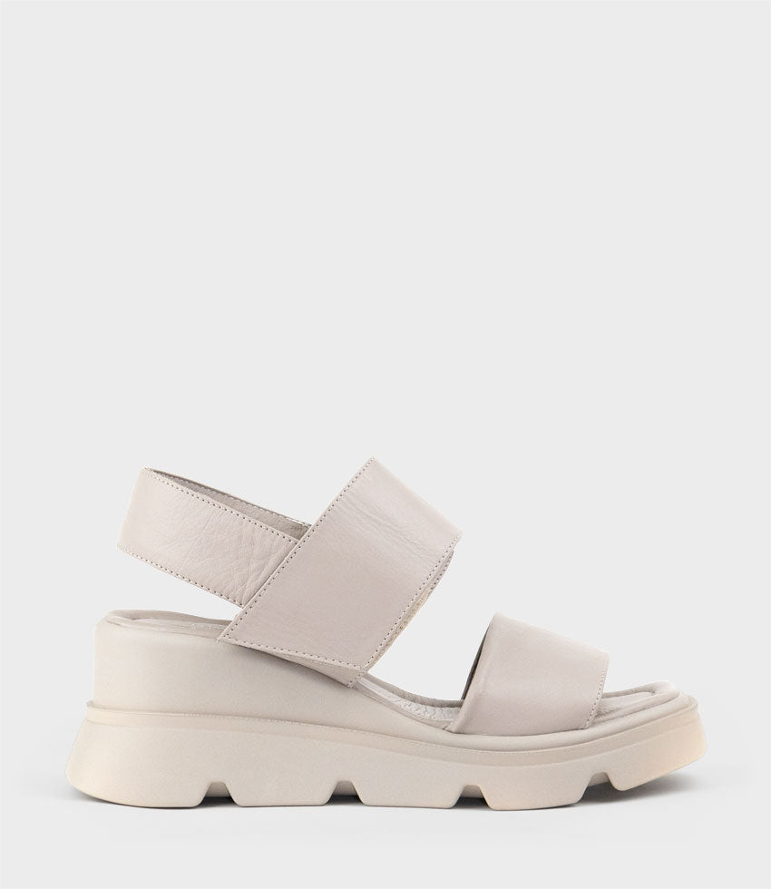 LAMAR Two Strap Sandal on Exaggerated Unit in Grey - Edward Meller