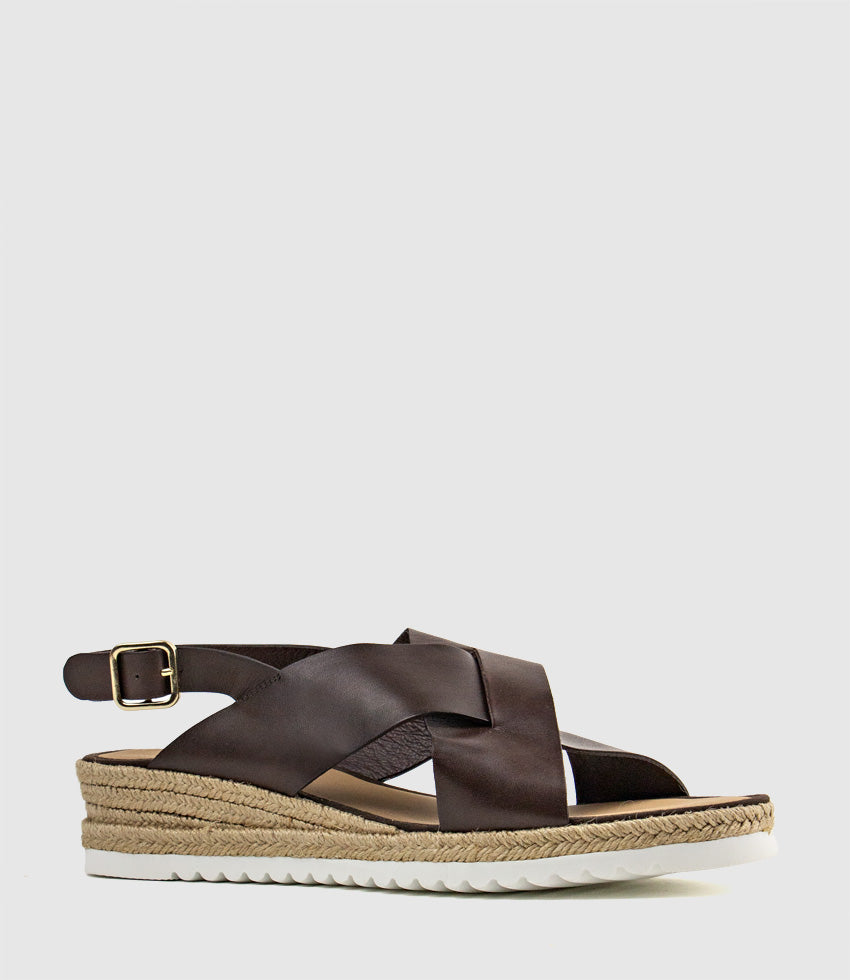 LAURA Crossover Sandal with Backstrap in Brown - Edward Meller