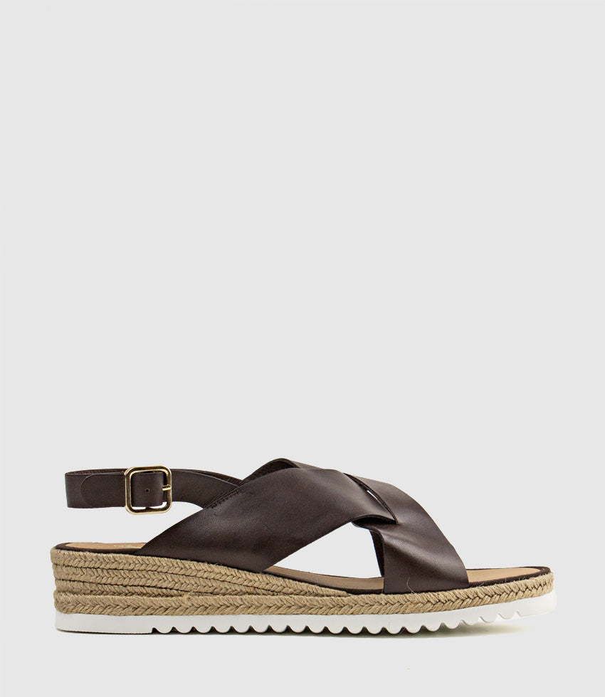 LAURA Crossover Sandal with Backstrap in Brown - Edward Meller