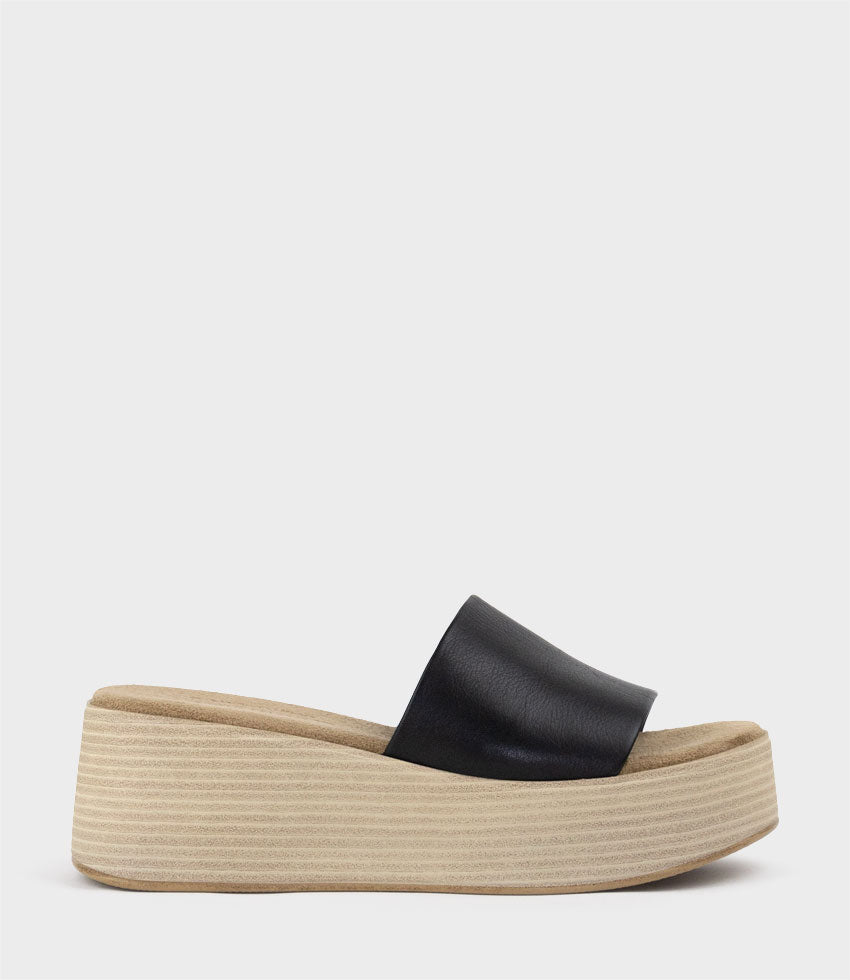 LEVON Slide on Wedge in Black - Edward Meller