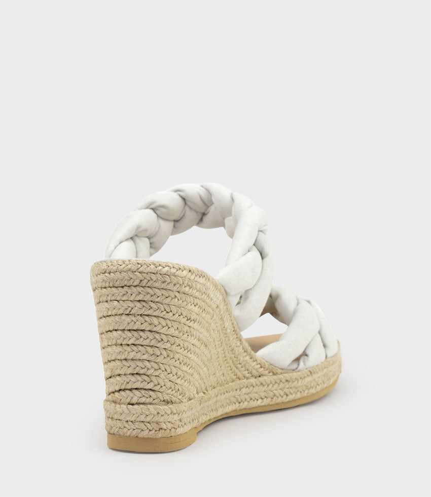 MALONE Braided Two Strap Espadrille in Offwhite Suede - Edward Meller
