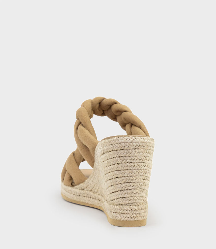 MALONE Braided Two Strap Espadrille in Tan Suede - Edward Meller