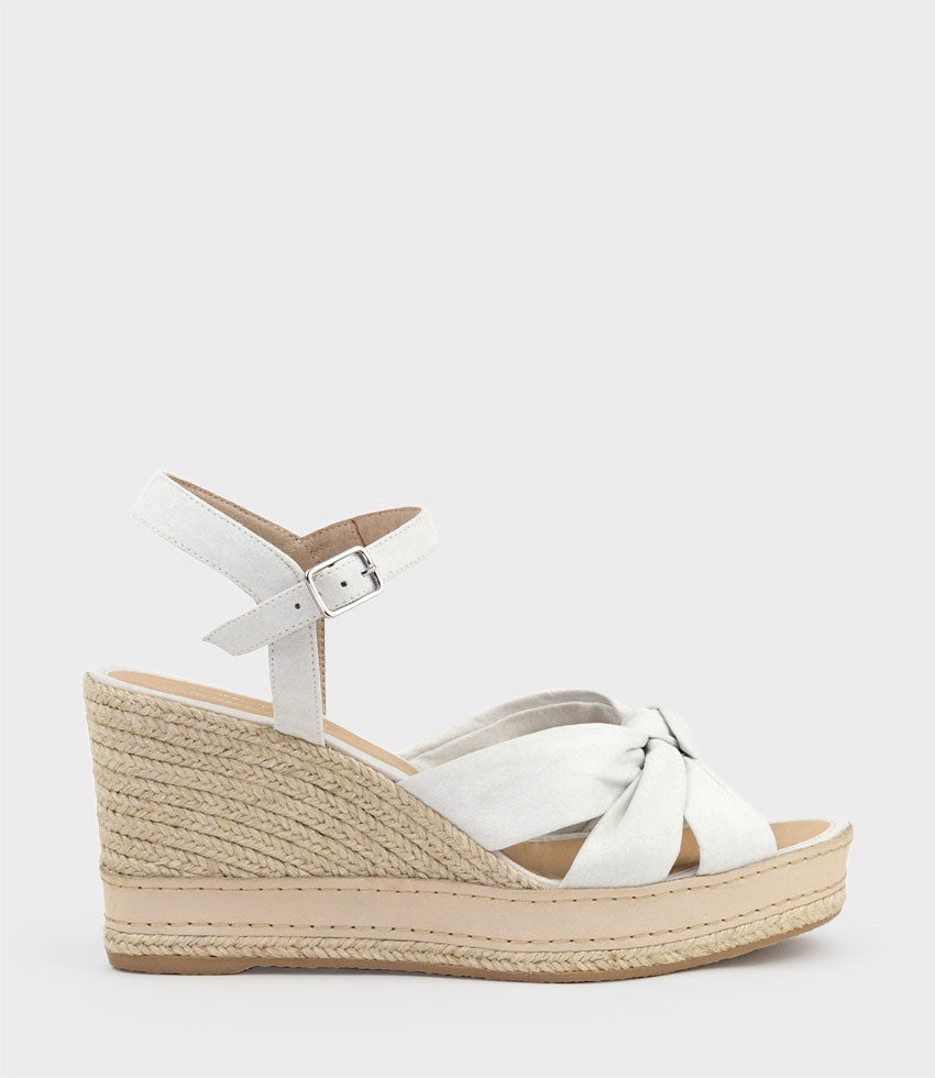 MYSTRA Knot Front Espadrille in Offwhite Suede - Edward Meller