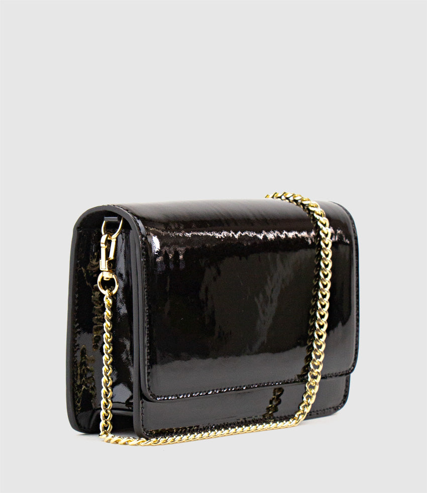 Black patent leather crossbody purse Clearance