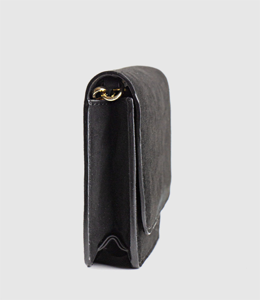 NYA Structured Crossbody Bag in Black Suede - Edward Meller