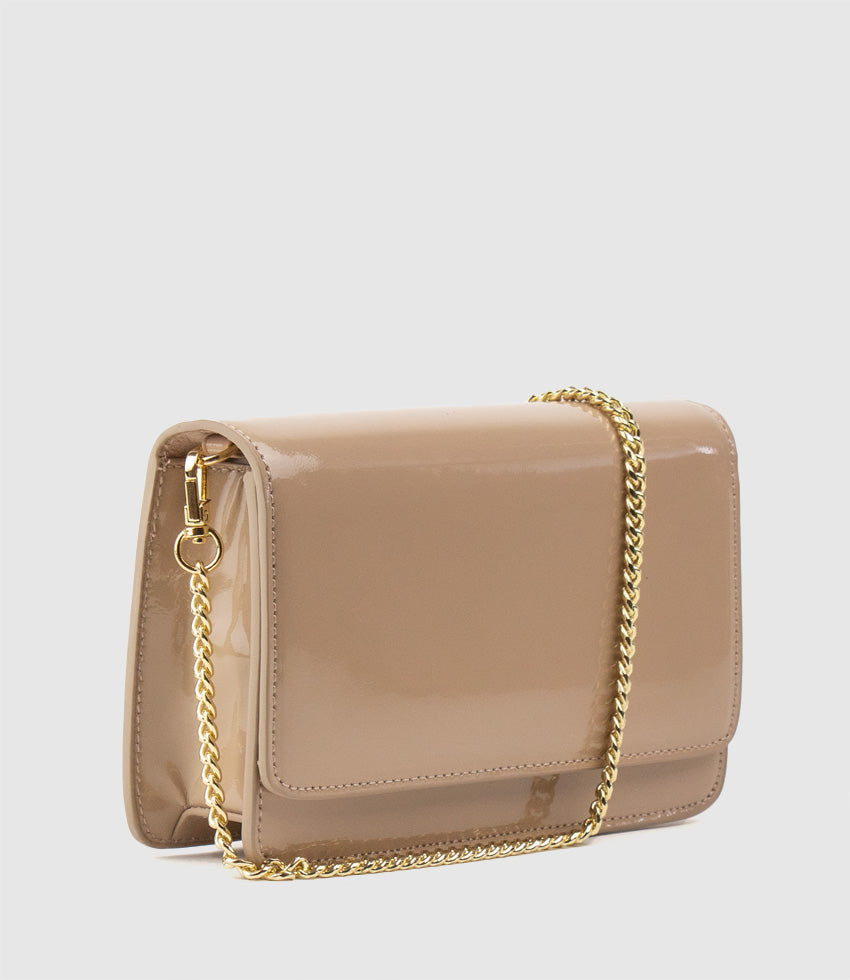 NYA Structured Crossbody Bag in Nude Patent - Edward Meller