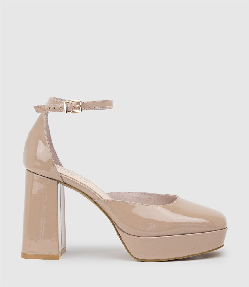 RIMINI95 Closed Toe Platform Sandal in Nude Patent - Edward Meller