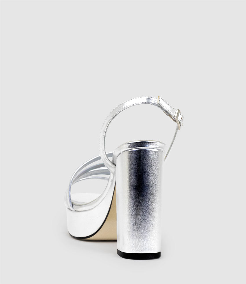RINWA100 Asymmetrical Platform Sandal in Silver - Edward Meller