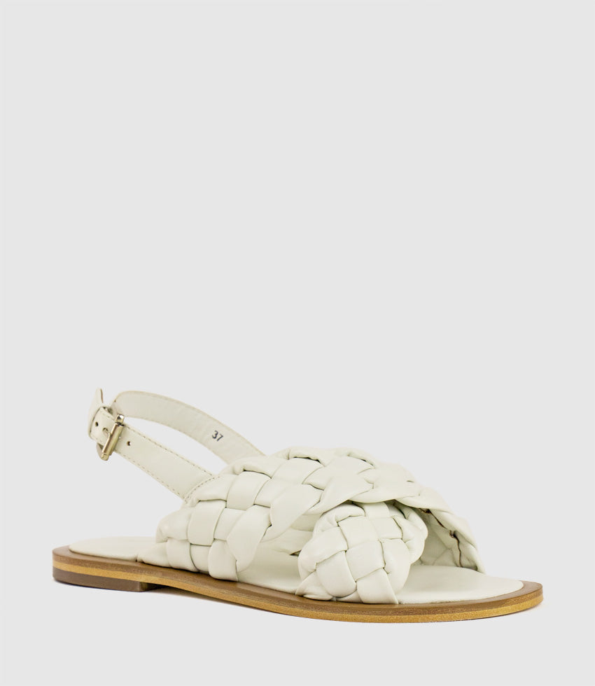 SADIRA Woven Crossover Sandal in White - Edward Meller
