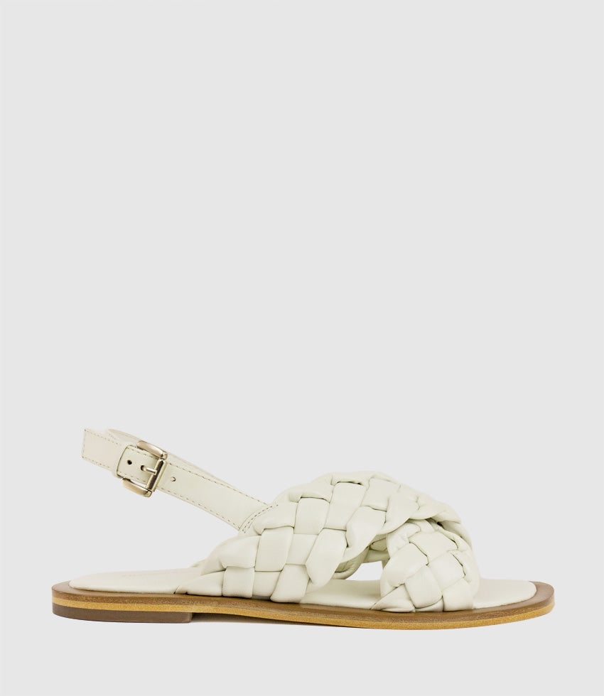SADIRA Woven Crossover Sandal in White - Edward Meller