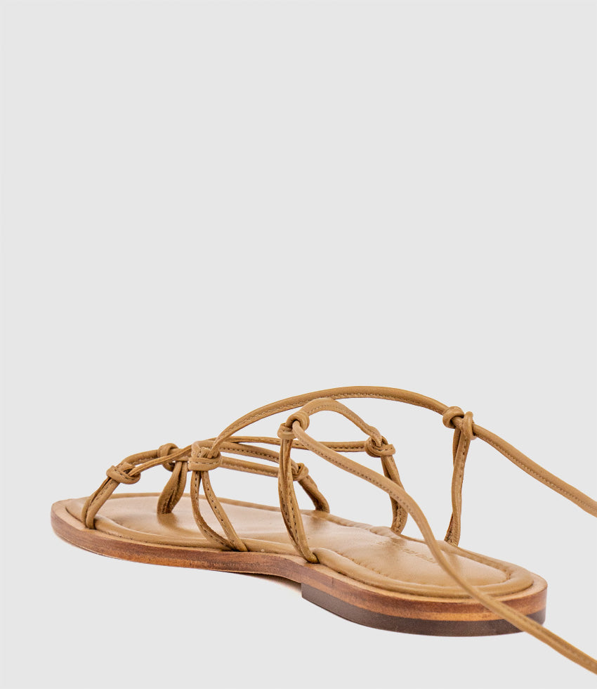 SAMILLA Sandal with Knotted Ankle Tie in Natural - Edward Meller