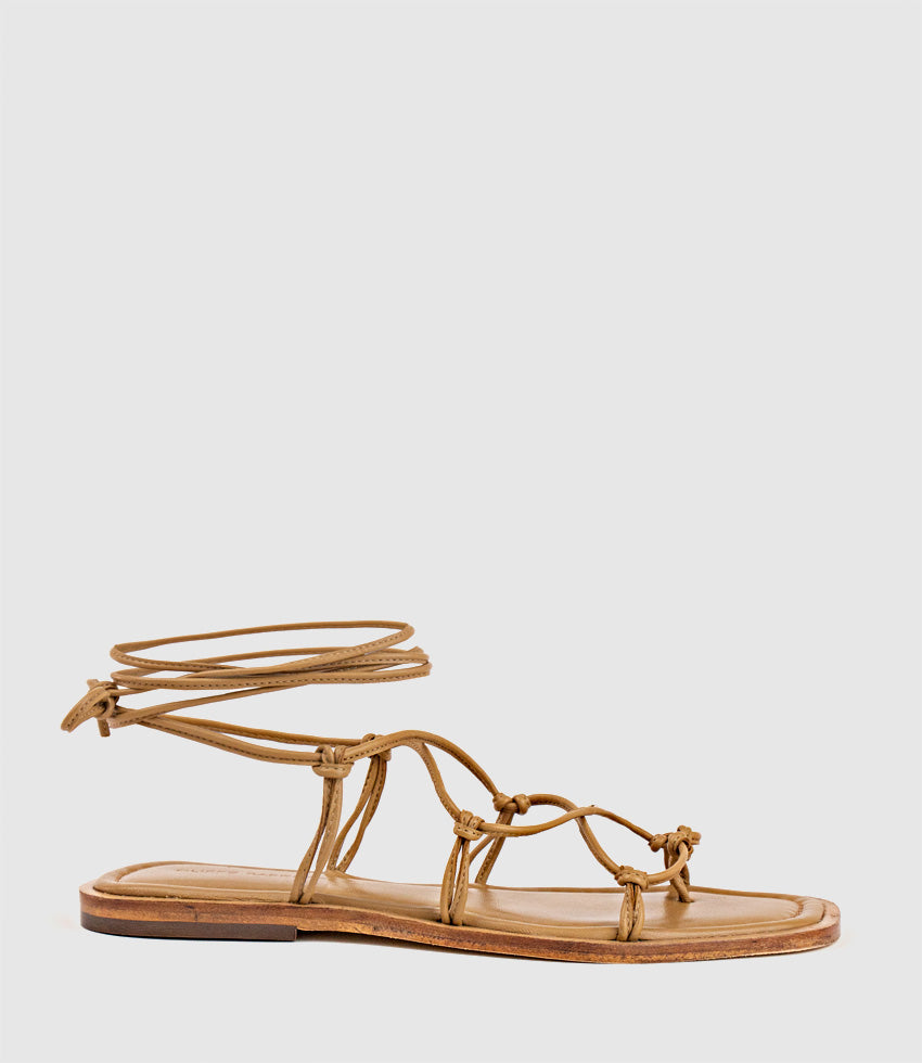 SAMILLA Sandal with Knotted Ankle Tie in Natural - Edward Meller