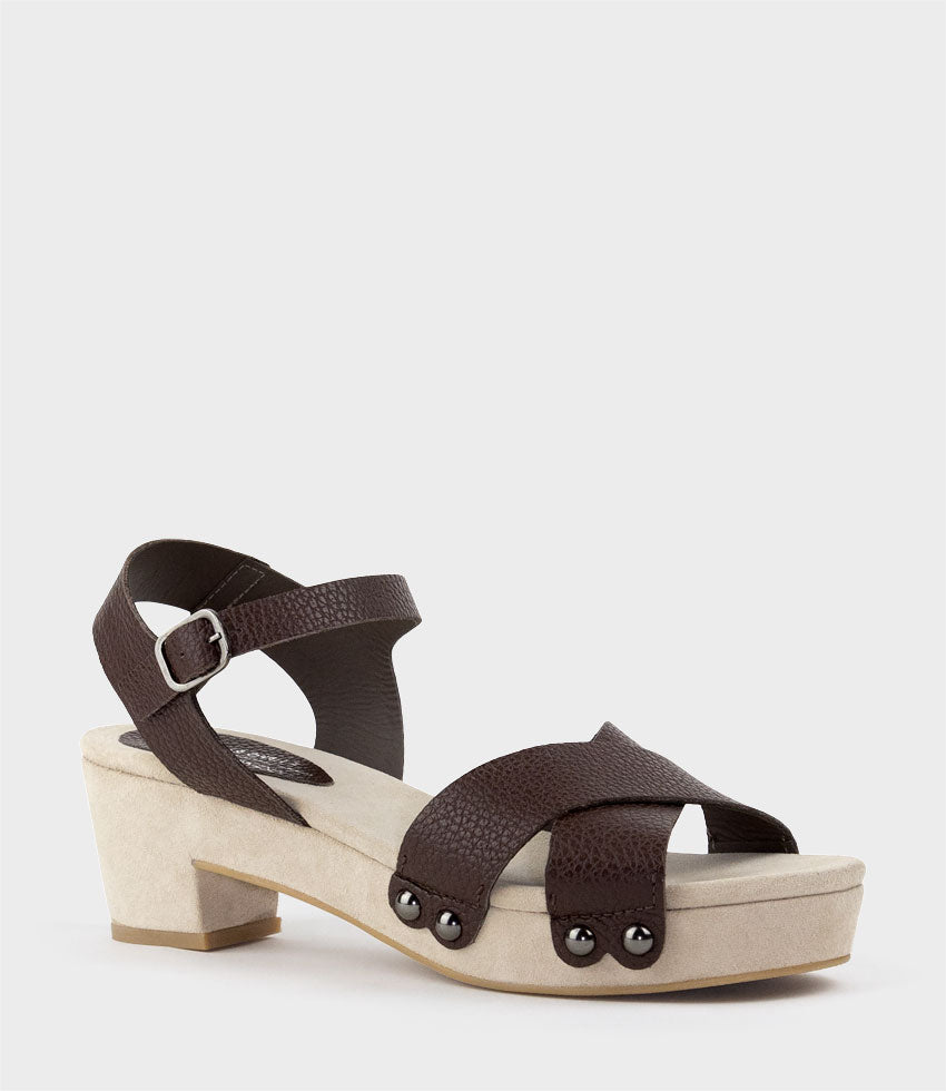 SAMSA65 Studded Sandal on Unit in Brown - Edward Meller