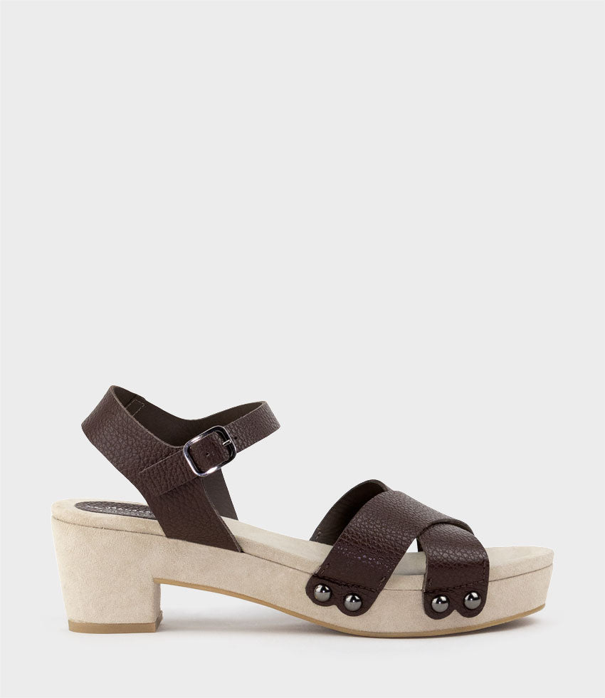 SAMSA65 Studded Sandal on Unit in Brown - Edward Meller