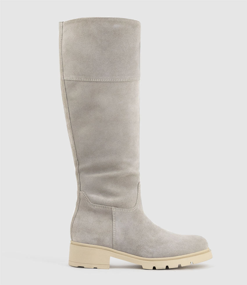 SAVOURY Classic Knee Boot in Pebble Suede - Edward Meller
