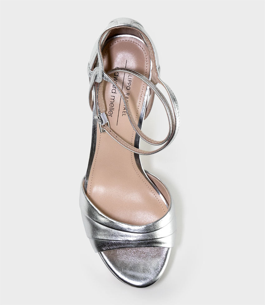 SIRIO110 Ankle Wrap Platform Sandal in Silver - Edward Meller