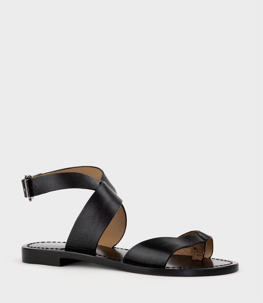 SOLINDA Ankle Wrap Sandal in Black - Edward Meller