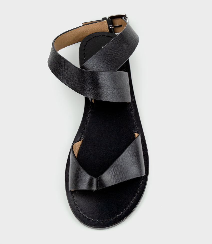 SOLINDA Ankle Wrap Sandal in Black - Edward Meller