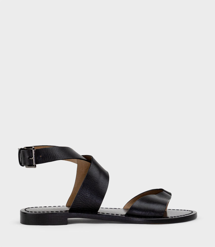 SOLINDA Ankle Wrap Sandal in Black - Edward Meller