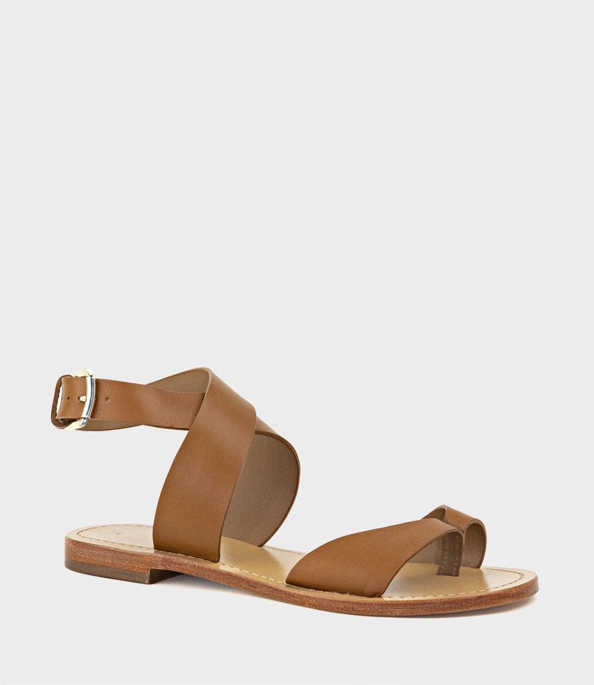 SOLINDA Ankle Wrap Sandal in Tan - Edward Meller