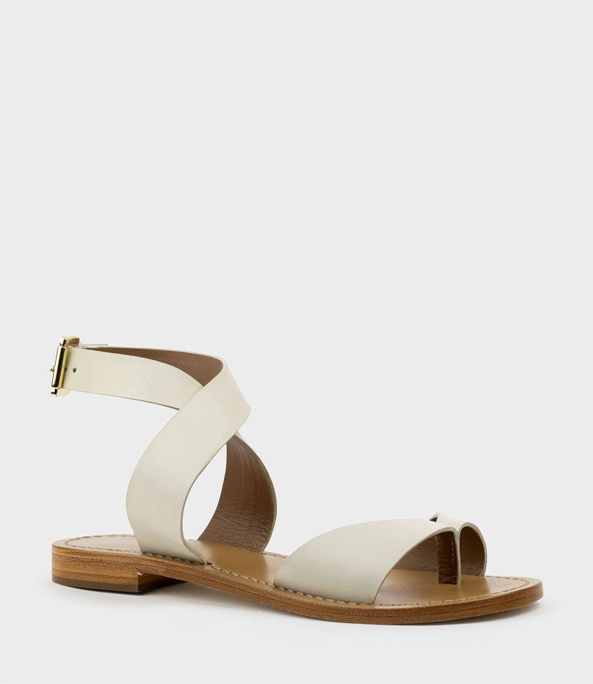 SOLINDA Ankle Wrap Sandal in White - Edward Meller
