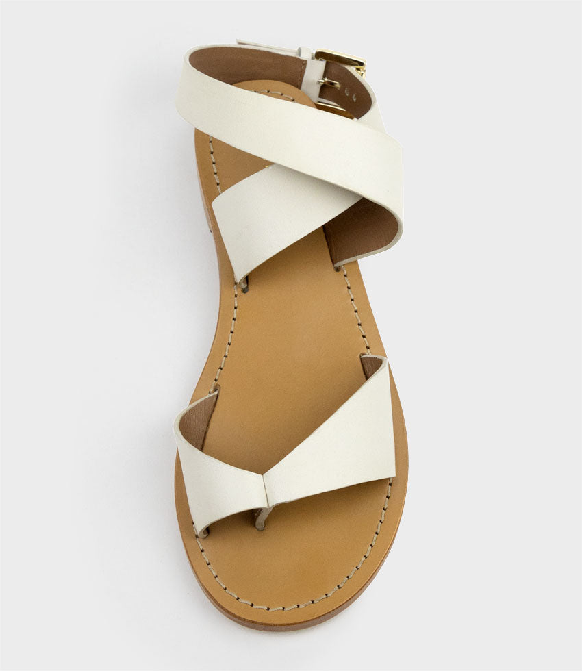 SOLINDA Ankle Wrap Sandal in White - Edward Meller
