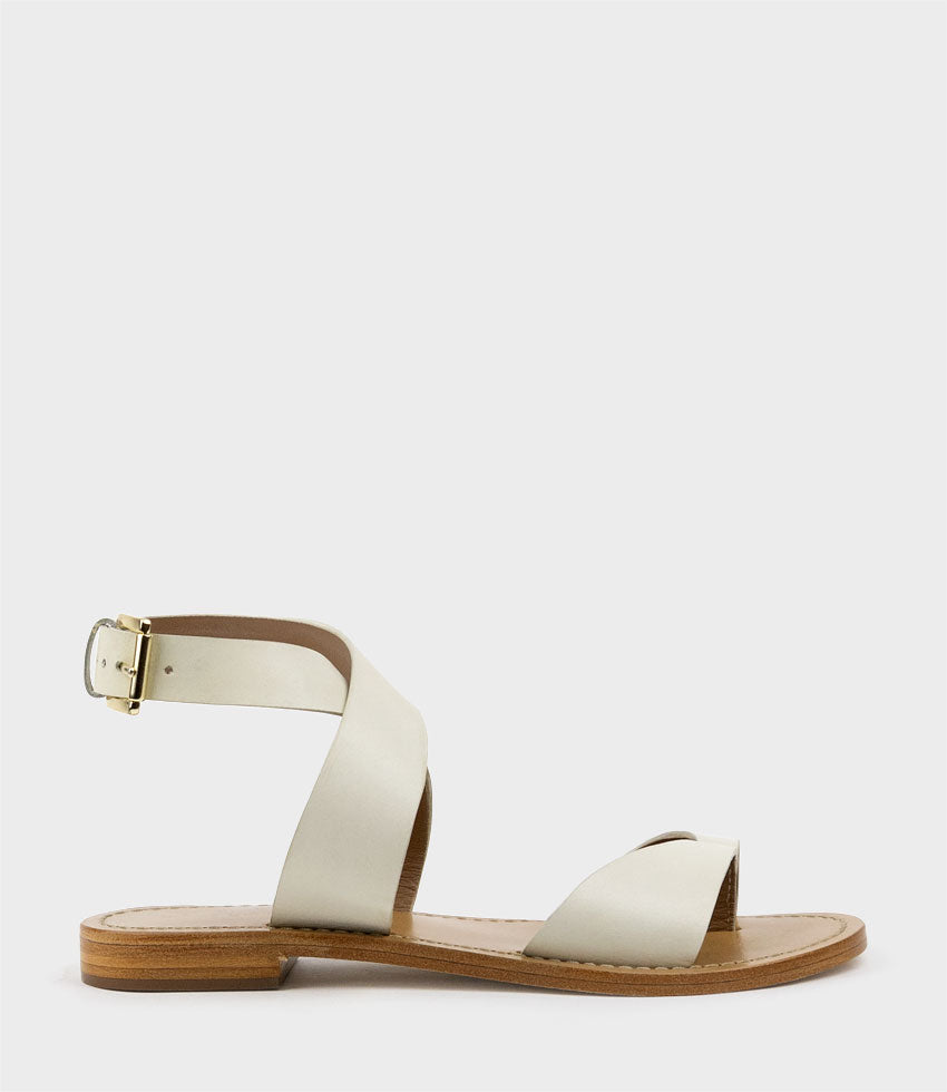 SOLINDA Ankle Wrap Sandal in White - Edward Meller