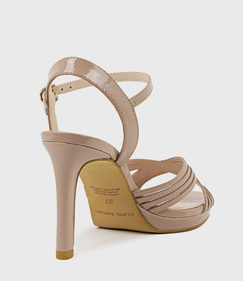 SONA90 Cross Strap Platform Sandal in Nude Patent - Edward Meller