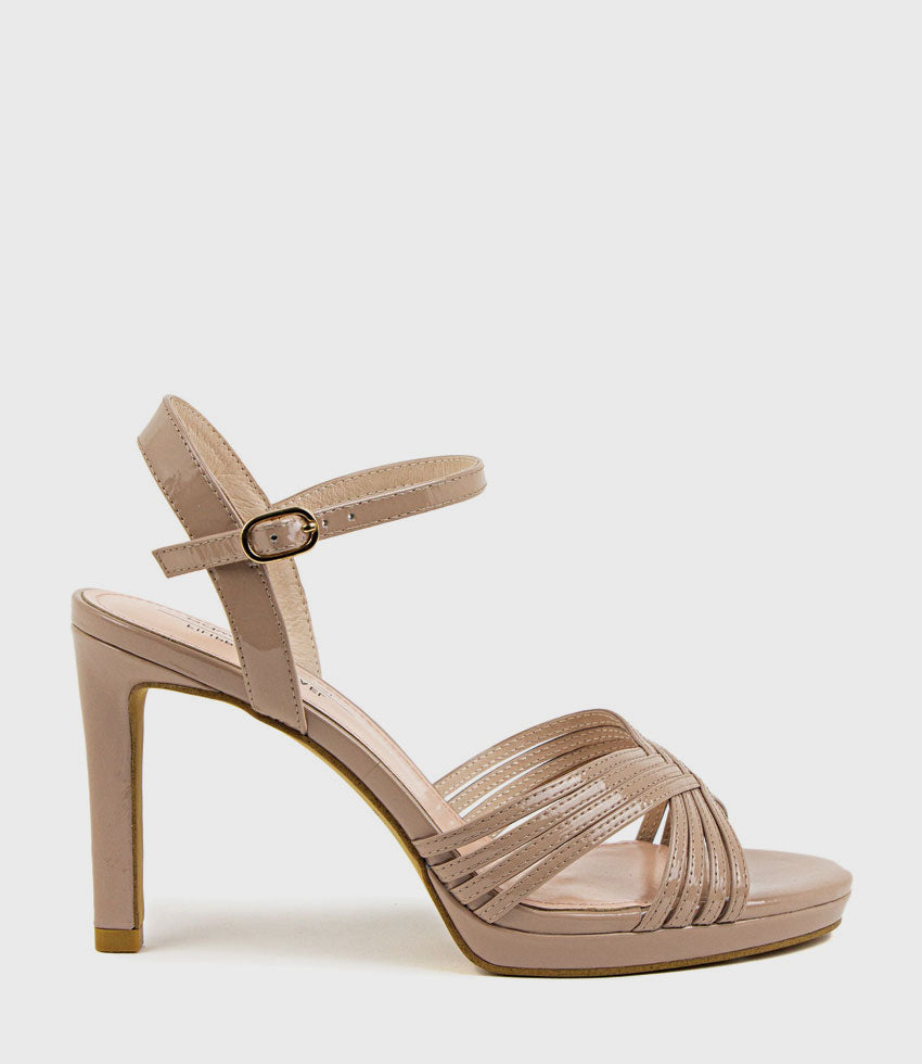 SONA90 Cross Strap Platform Sandal in Nude Patent - Edward Meller