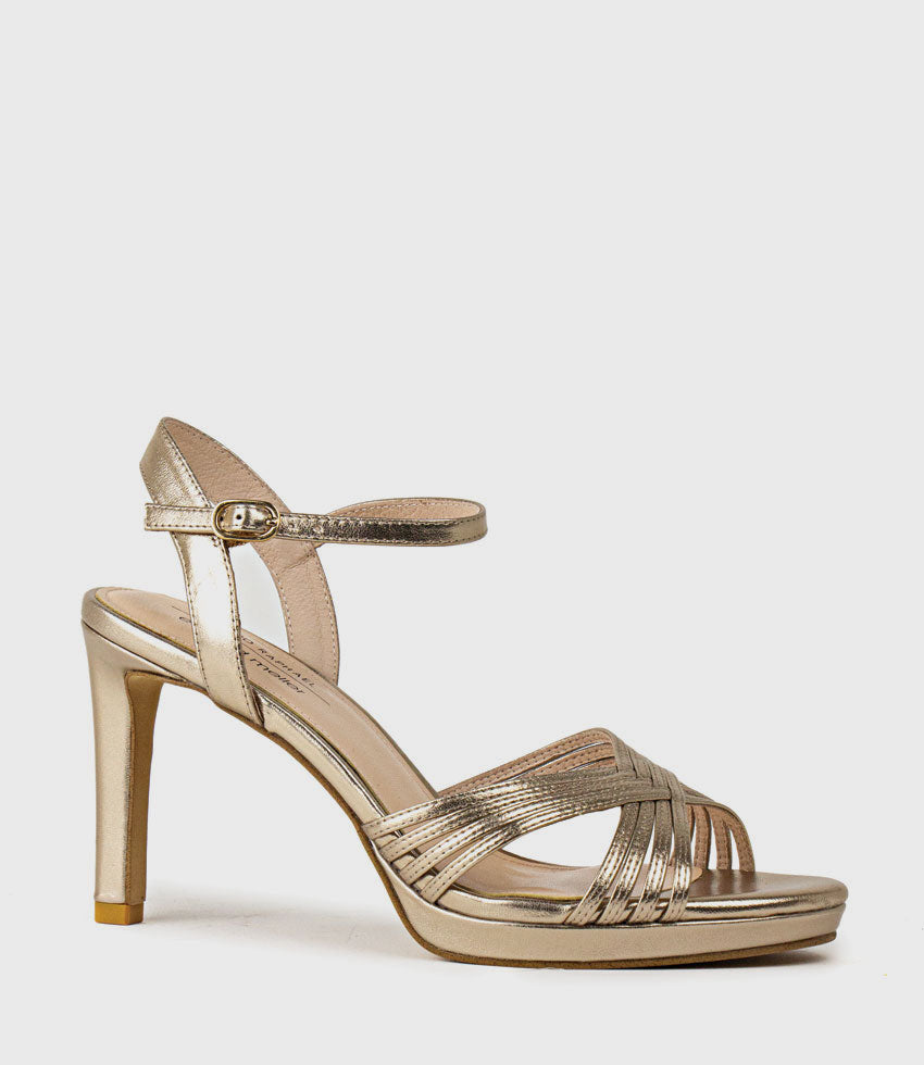 SONA90 Cross Strap Platform Sandal in Rosegold - Edward Meller