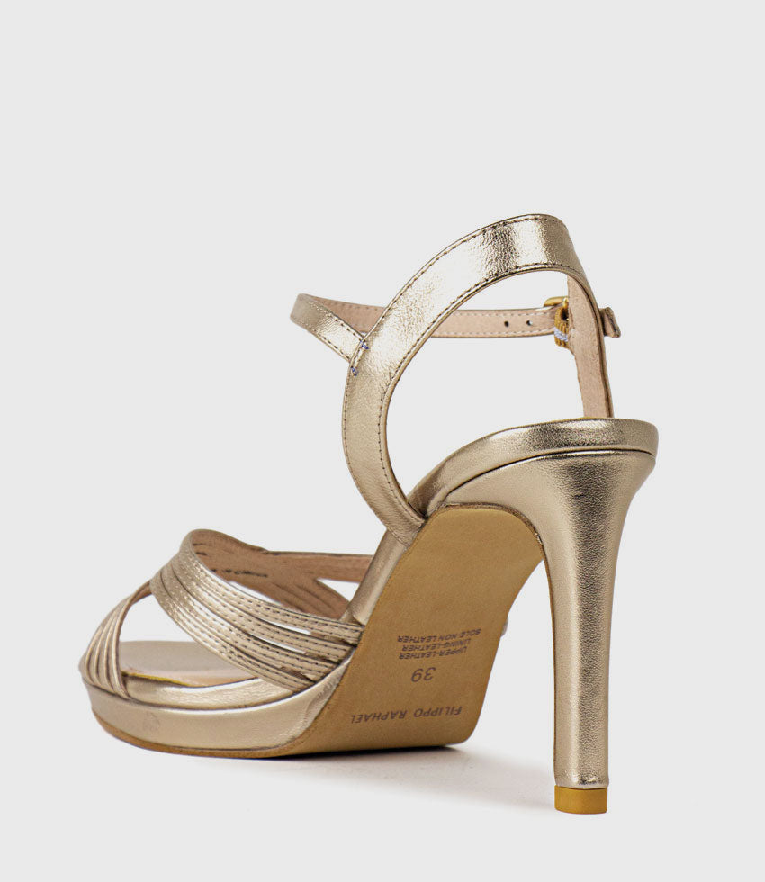 SONA90 Cross Strap Platform Sandal in Rosegold - Edward Meller