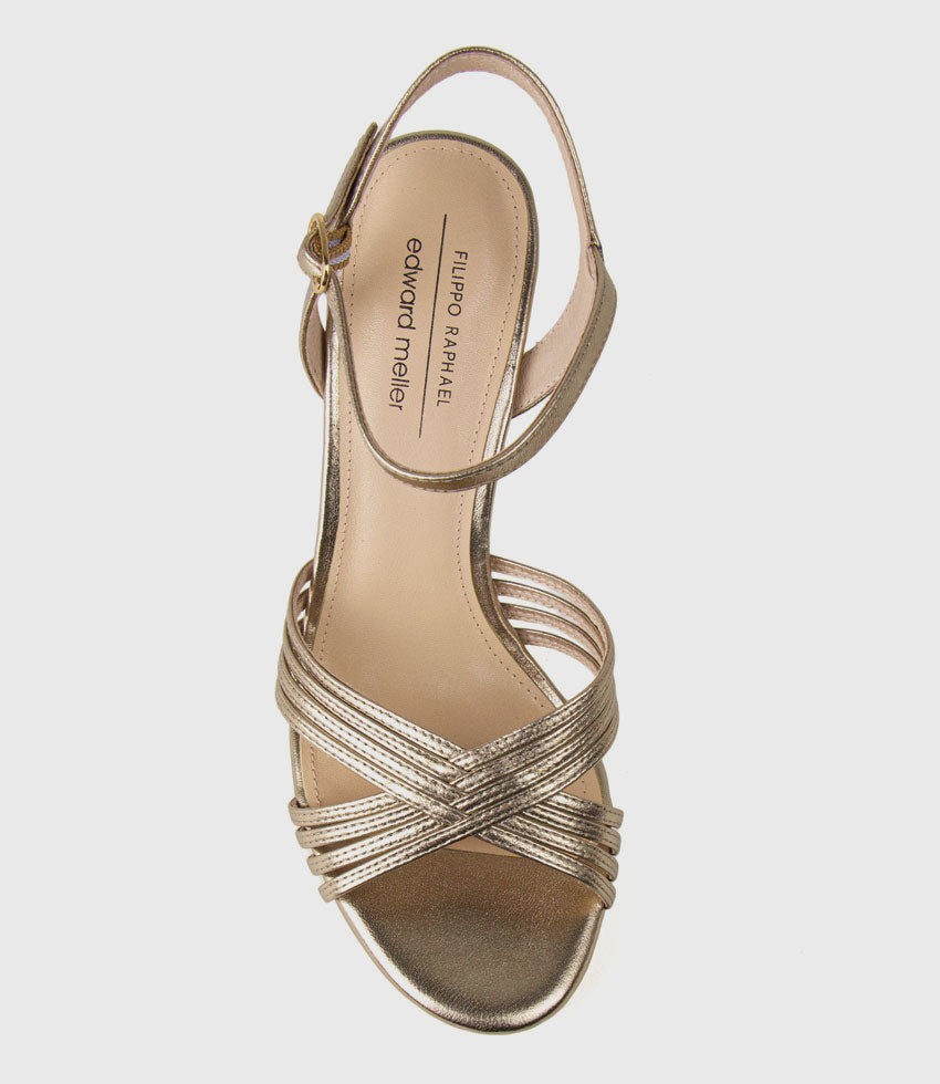 SONA90 Cross Strap Platform Sandal in Rosegold - Edward Meller