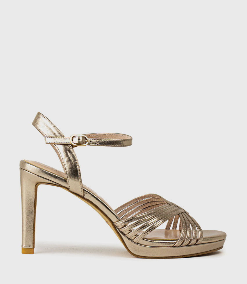 SONA90 Cross Strap Platform Sandal in Rosegold - Edward Meller