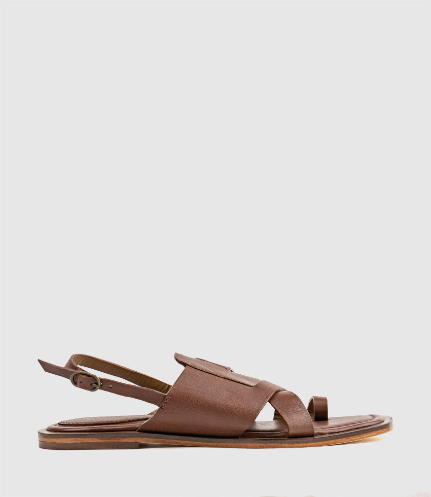 TORI Detailed Toe Thong with Backstrap in Brown - Edward Meller