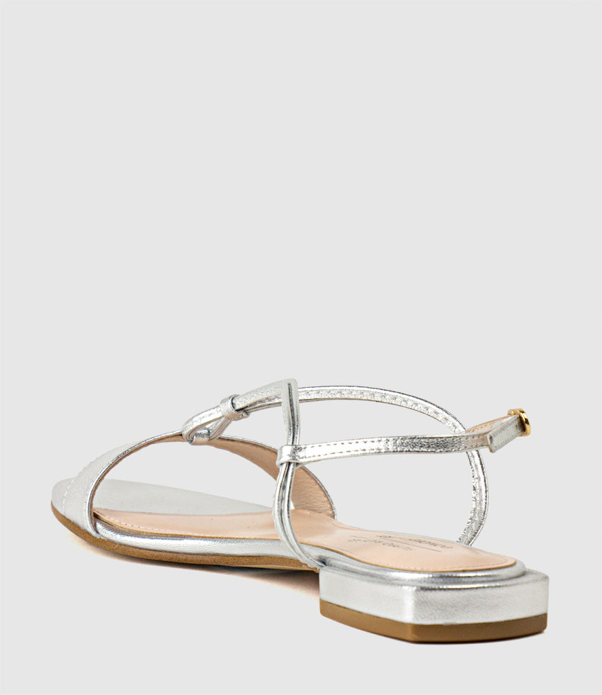 TRISTANE Ankle Wrap Flat Sandal in Silver - Edward Meller