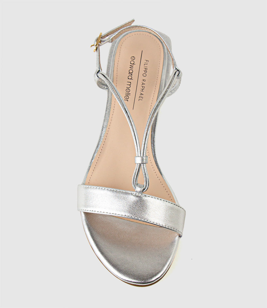 TRISTANE Ankle Wrap Flat Sandal in Silver - Edward Meller