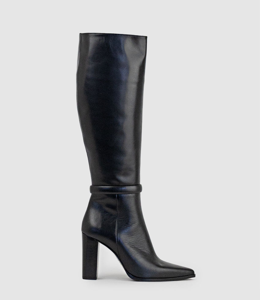 VERITY95 Pointed Knee High Boot in Black - Edward Meller