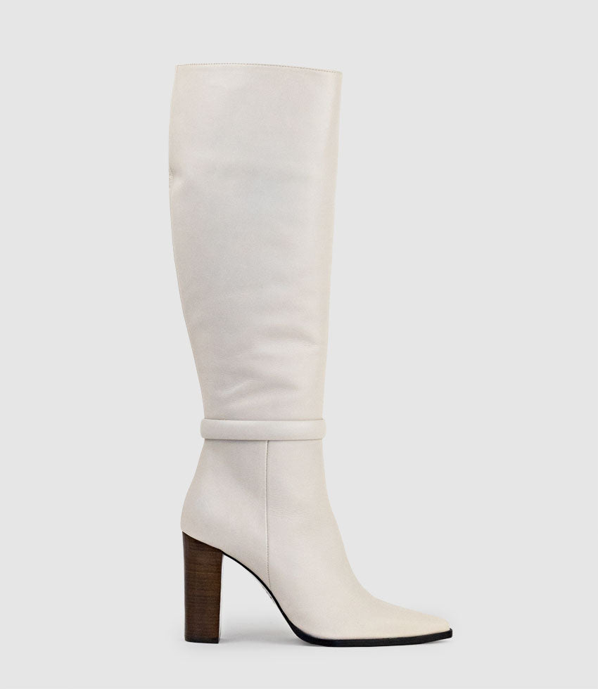 VERITY95 Pointed Knee High Boot in Offwhite - Edward Meller