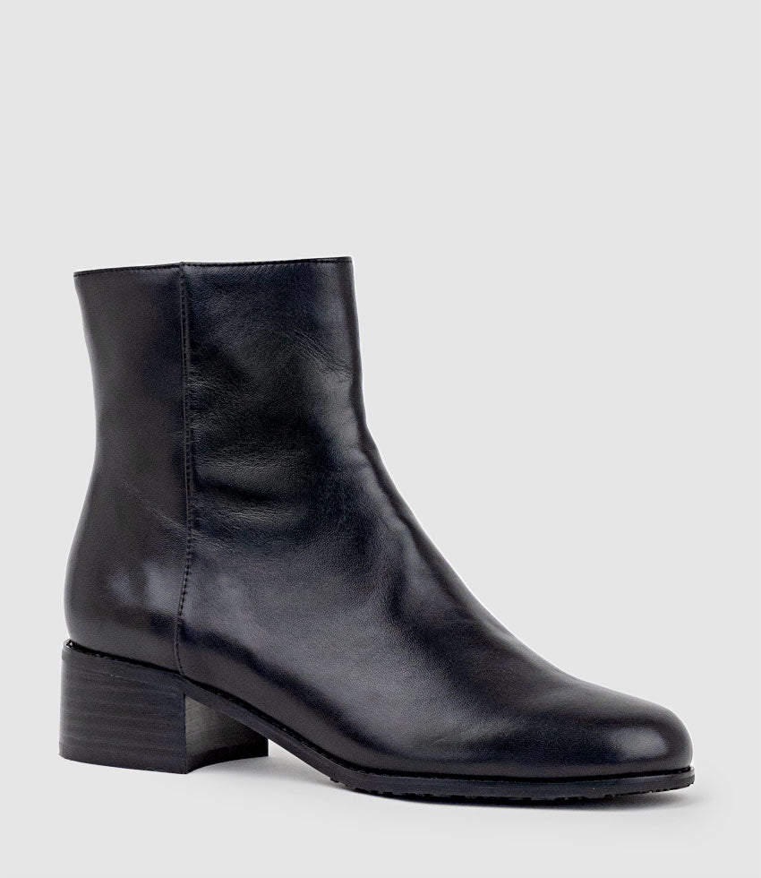 WESTON40 Ankle Boot with Zip in Black - Edward Meller