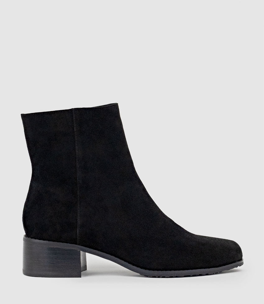WESTON40 Ankle Boot with Zip in Black Suede - Edward Meller