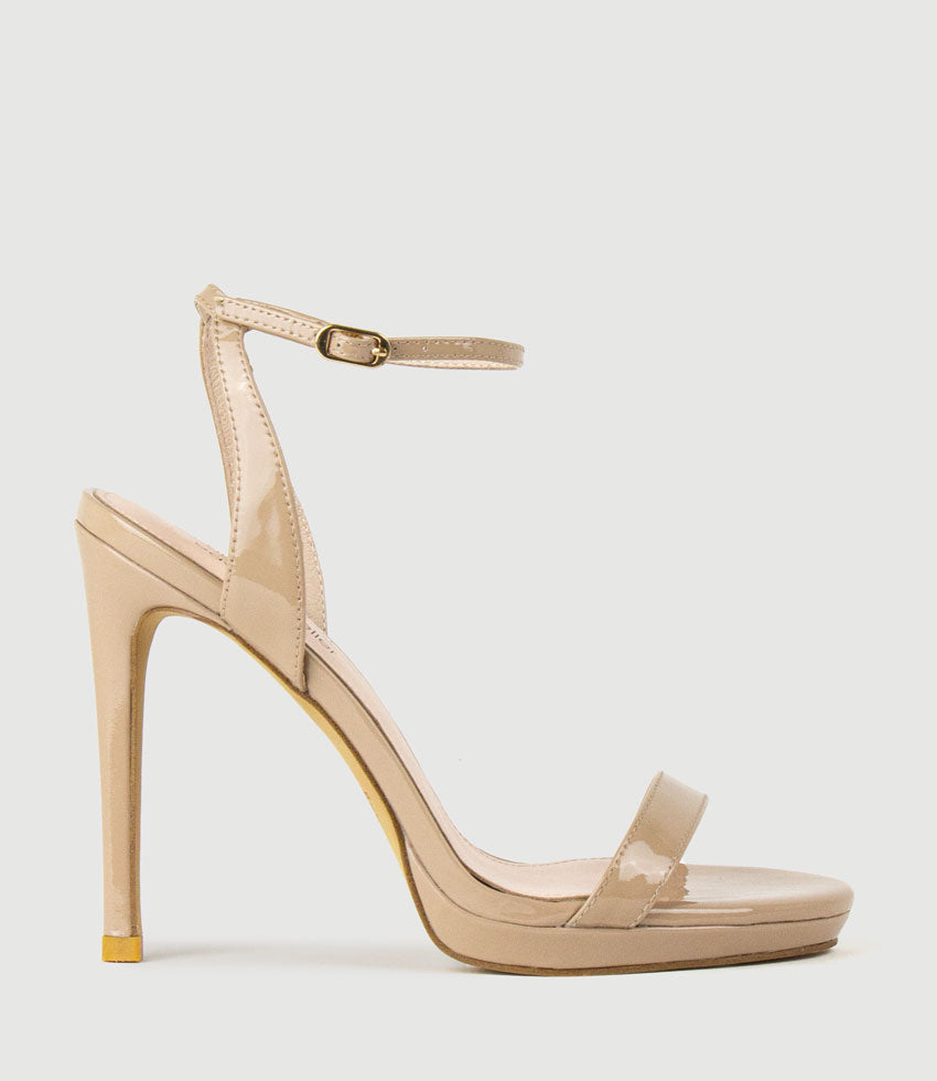 WHISPER110 Single Strap Platform Sandal in Nude Patent - Edward Meller