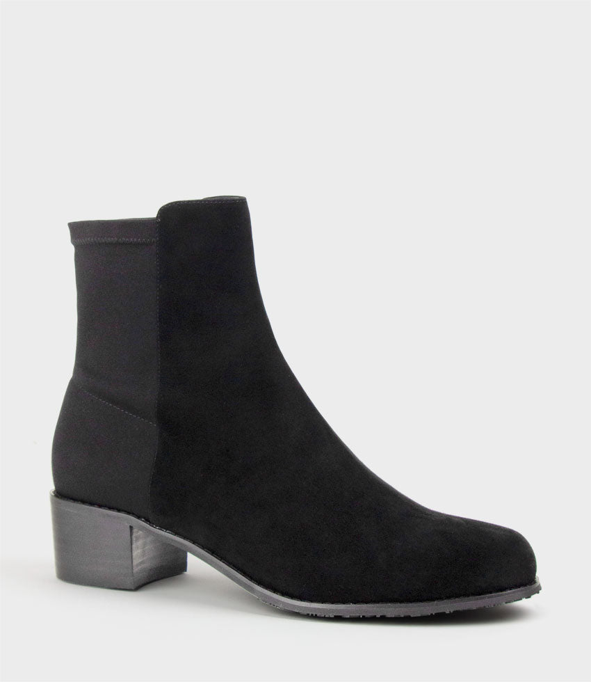 WILEY Half and Half Ankle Boot in Black Suede - Edward Meller