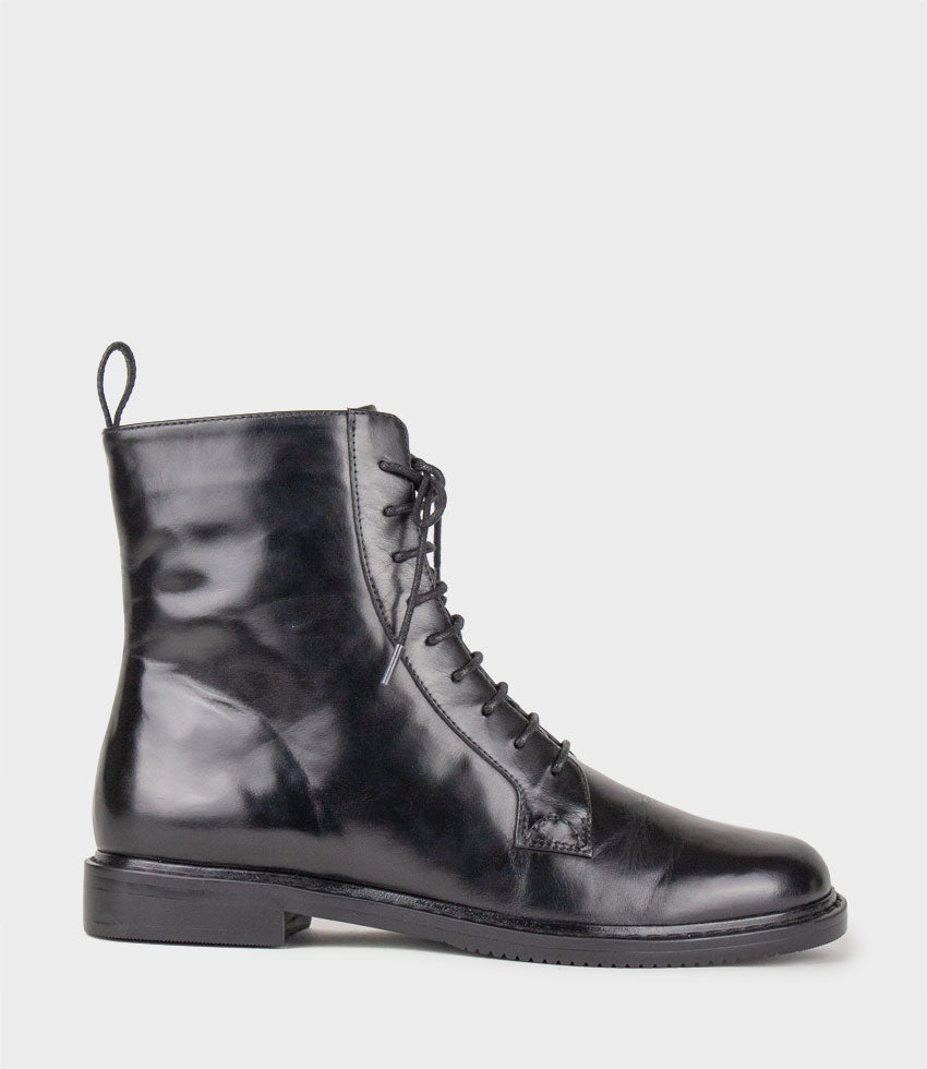 WINSTON Lace Up Ankle Boot in Black - Edward Meller