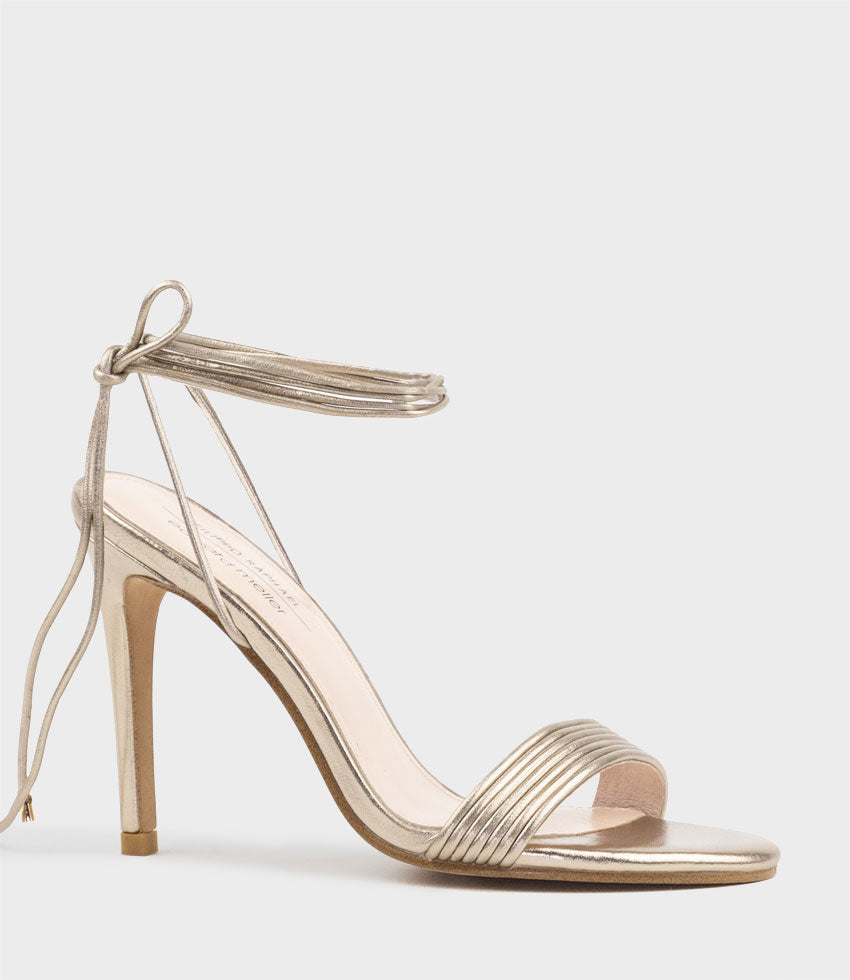 WISTERIA100 Ankle Tie Sandal in Rosegold - Edward Meller