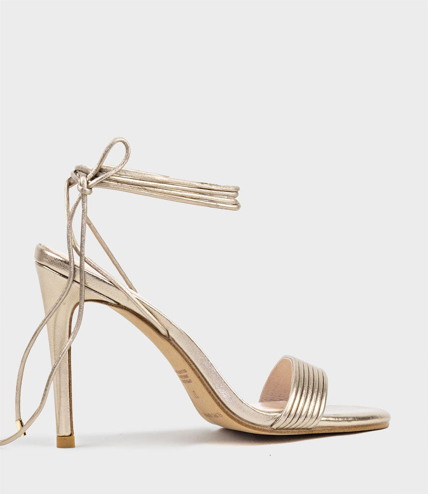 WISTERIA100 Ankle Tie Sandal in Rosegold - Edward Meller
