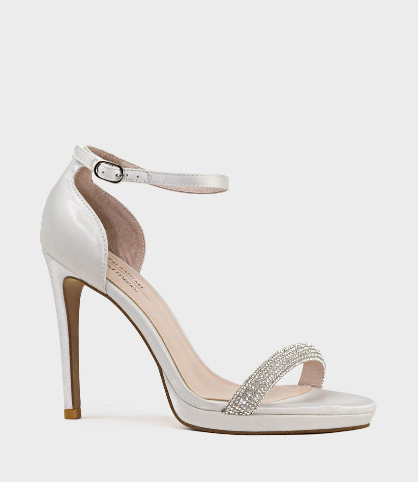 WISTFUL110 Diamond Band Platform Sandal in Ivory Satin - Edward Meller