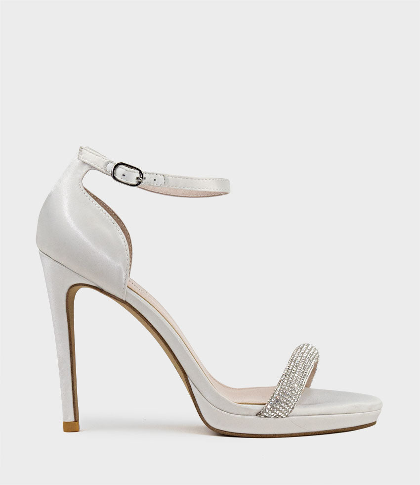 WISTFUL110 Diamond Band Platform Sandal in Ivory Satin - Edward Meller