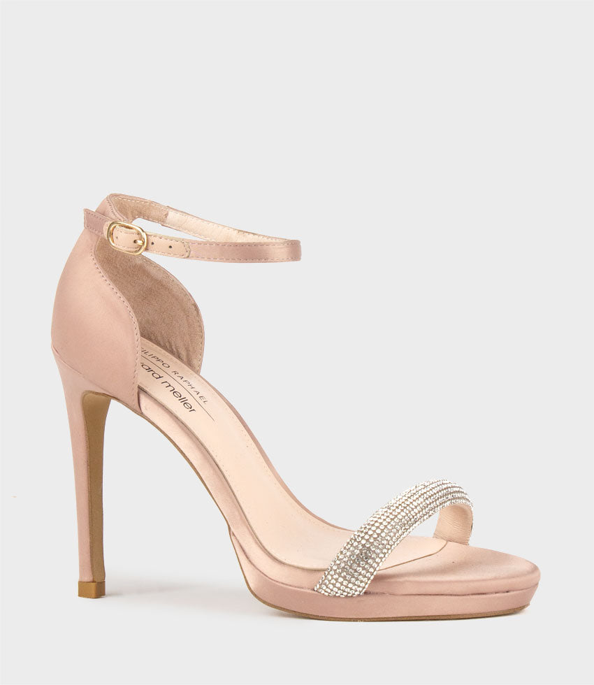 WISTFUL110 Diamond Band Platform Sandal in Nude Satin - Edward Meller