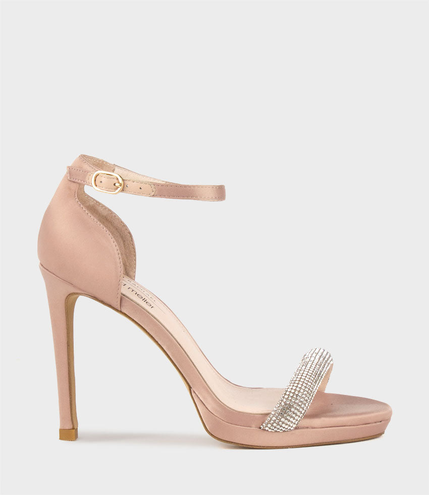 WISTFUL110 Diamond Band Platform Sandal in Nude Satin - Edward Meller